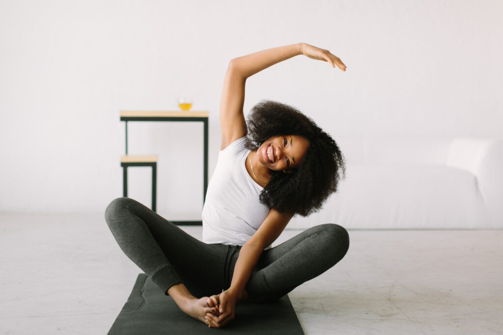 Flexible woman doing yoga